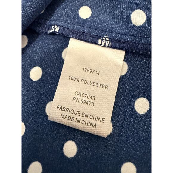 Rachel Zoe Medium Navy w White Polka Dots Stretchy Button Up Blouse Shirt - Picture 4 of 6